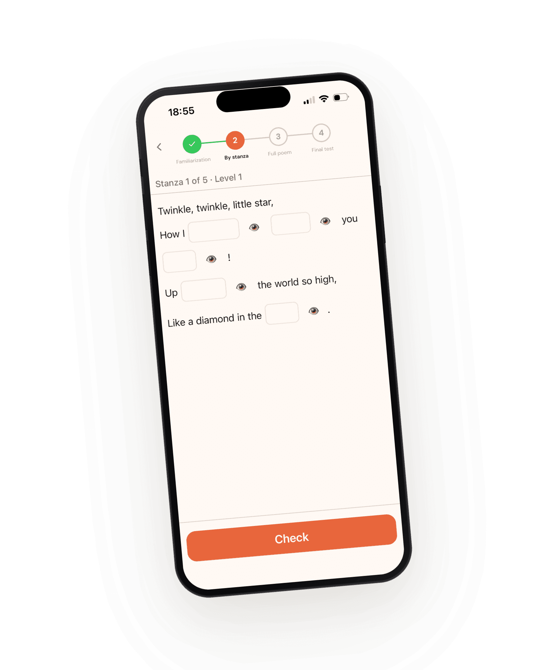 Learn Poems app home screen