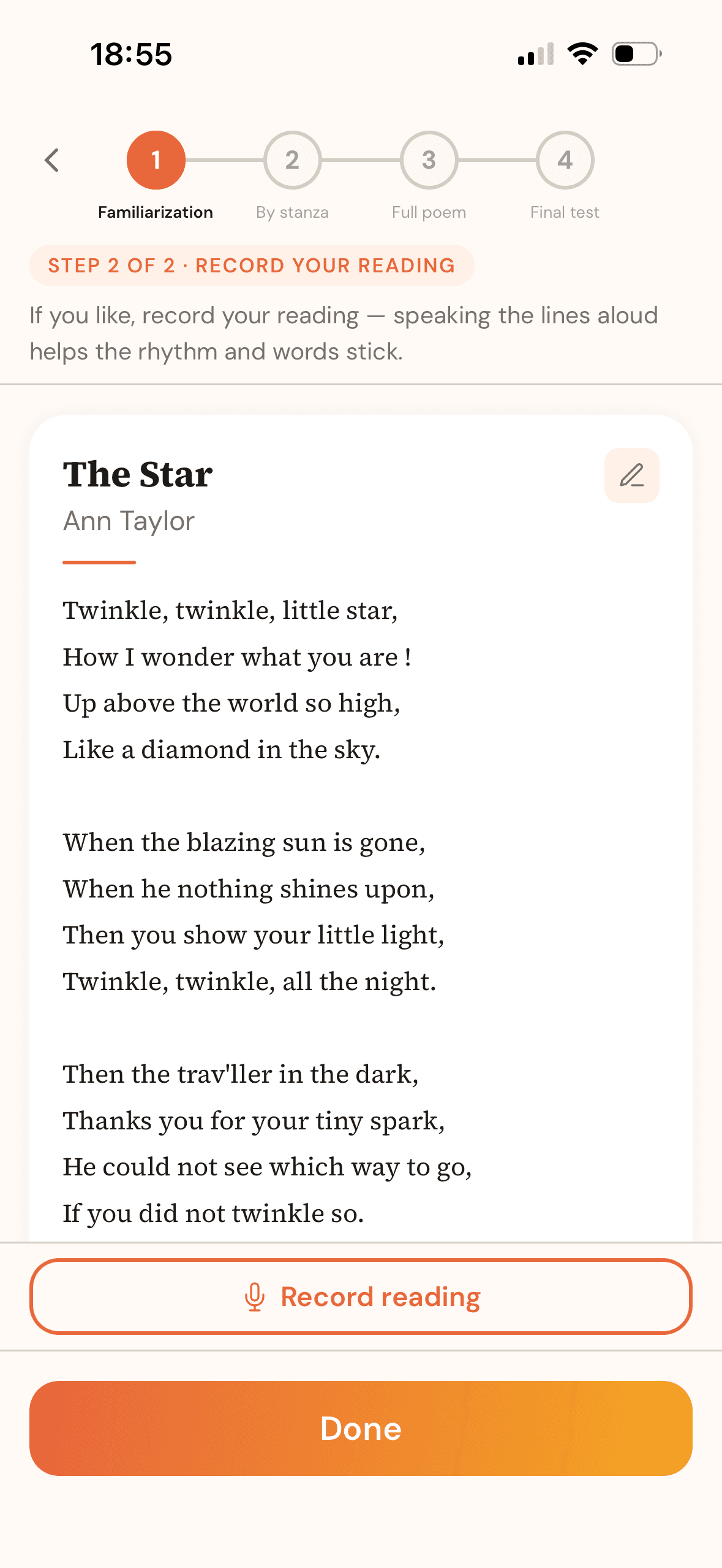Stanza-by-stanza training